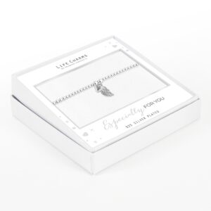 Life Charms Angel Wing Bracelet In Silver Life Charms Sparkling Angel Wing Bracelet In Silver