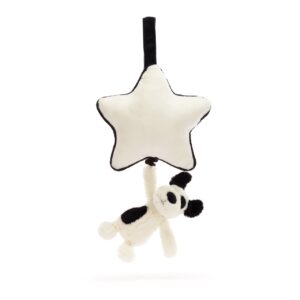 Jellycat Bashful Black & Cream Rufferty Puppy Musical Pull
