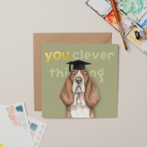 Basset Hound Graduation card with Gold Foil Basset Hound Graduation card with Gold Foil