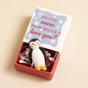 Tiny Matchbox Ceramic Penguin Token