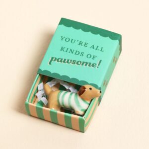 Tiny Matchbox Ceramic Sausage Dog Token