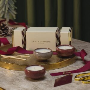 Under the Tree : Burgundy Tea Light Cracker (Box of 3) Spiced Clementine