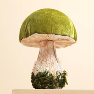 Green Velvet Standing Toadstool Decoration Green Velvet Standing Toadstool Decoration