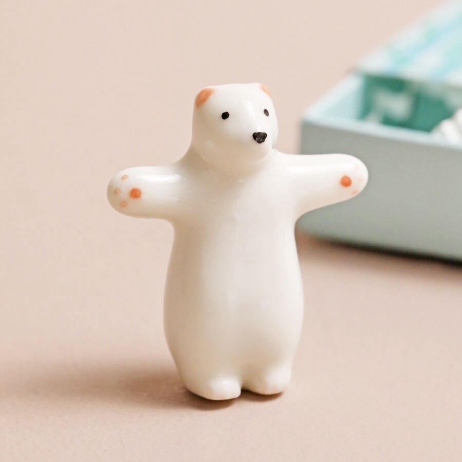 Tiny Matchbox Ceramic Bear Token Tiny Matchbox Ceramic Bear Token