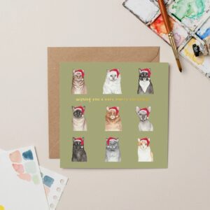 Cat Christmas card with Gold Foil IMG 0651.jpeg