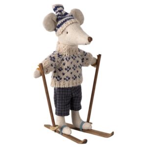 Winter mouse with ski set, Dad – Blue Winter mouse with ski set, Dad Blue