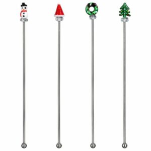 Pack of 4 Glass Christmas Drink Stirrers Pack of 4 Glass Christmas Drink Stirrers