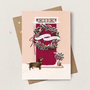 Sausage Dog Christmas Door Card