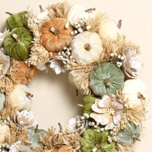 VELVET PUMPKIN DECORATIVE WREATH