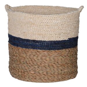 Navy Stripe Maize and Straw Basket Navy Stripe Maize and Straw Basket