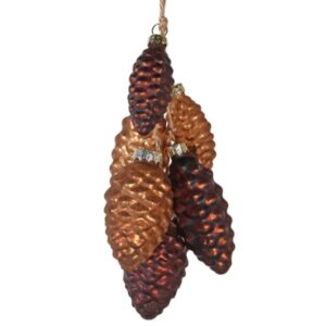 Glass Chocolate Brown and Copper Pine come Hanging Decoration Glass Chocolate Brown and Copper Pine come Hanging Decoration