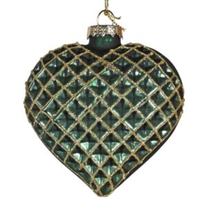 Green & Gold Heart Bauble Christmas Decoration Green & Gold Heart Bauble Christmas Decoration