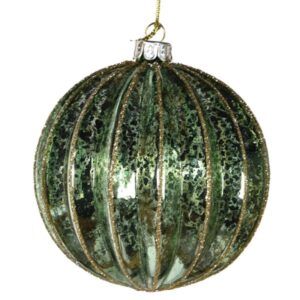 Green and Gold Ribbed Bauble Green and Gold Ribbed Bauble