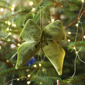 VINTAGE GREEN VELVET BOW HANGING DECORATION