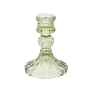 Olive green glass classic candlestick Olive green glass classic candlestick