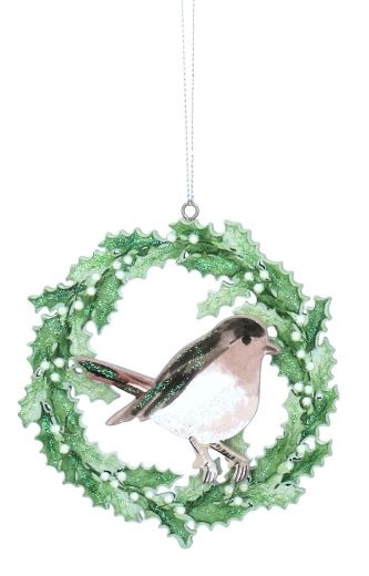 Gisela Graham – Wood Animal in Wreath Decoration – Robin Gisela Graham Wood Animal in Wreath Decoration Robin