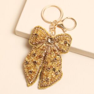 Beaded Gold Bow Keyring And Bagcharm