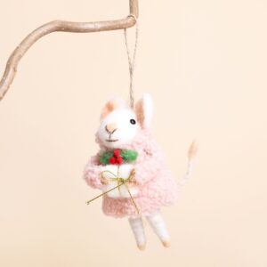 Felt Christmas Present Mouse Hanging Decoration Felt Christmas Present Mouse Hanging Decoration