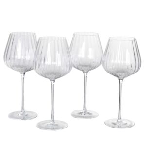 Set of 4 Ribbed Red Wine Glasses Set of 4 Ribbed Red Wine Glasses