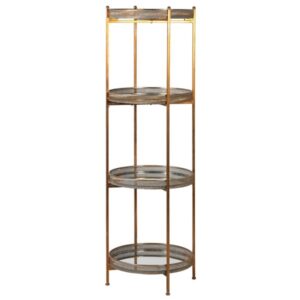 Gold Round Mirror 4 Tier Shelves Gold Round Mirror 4 Tier Shelves