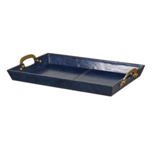 Berkeley Blue Leather Tray with HandLes Berkeley Blue Leather Tray with HandLes
